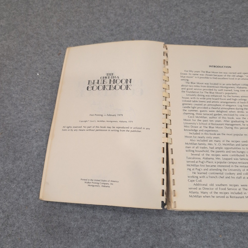 Signed The Once in a Blue Moon Cookbook Montgomery Alabama Blue Moon Inn 1979 - Picture 4 of 4